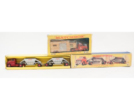 Matchbox Lesney diecast models; Major Pack M-4 Fruehauf Hopper Train, K-18 Articulated Horse Van, both boxed, along with a se