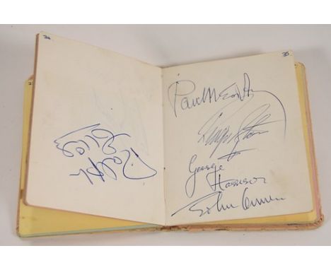 An album of pop music signatures; collected by Mr Wilford Gibson who worked as a steward at Leicester De Monfort Hall c1962, 