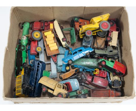 Quantity of loose playworn diecast toys, mostly Dinky toys, to include Austin Shell Van, Hudson Sedan, Studebaker, Austin Atl