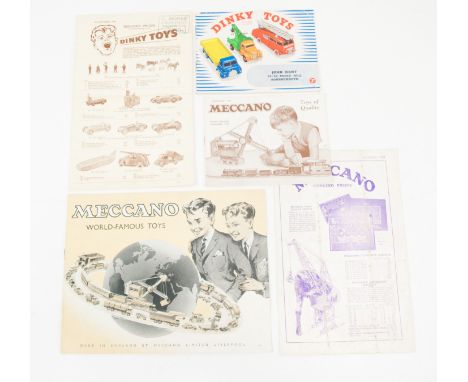 Selection of 1940s/50s Dinky and Meccano catalogues and price lists; Dinky Toys catalogue 1953 "John Kent 55/59 Poole Hill, B