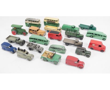 Dinky Toys diecast models, commercial vehicles, vans and trucks, to include Land Rover, Trojan Van "Esso", Royal Mail Van, Fo