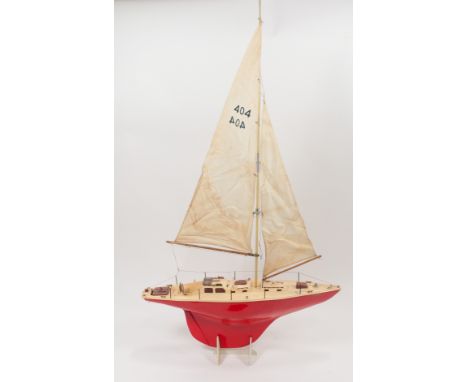 Tri-ang toys 24" Racing Yacht, scale working model of a 48ft ocean cabin racer, bermuda rigged ready to sail, in original box