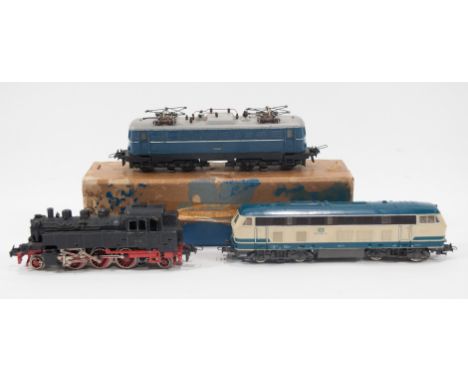 Roco and other makers HO gauge railway locomotives; 415DB V215 diesel locomotive 215-033 2, Marklin Germany tank engine 64 08