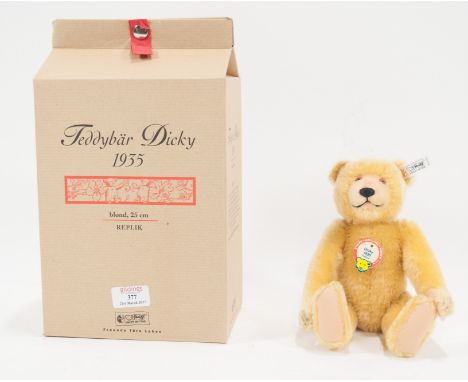 Modern Steiff teddy bear; "Dicky" replica 1935, 25cm tall, with box and certificate limited edition of 2000.