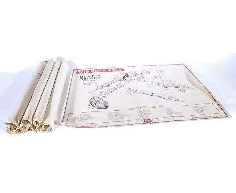 Original working posters for the Morris Oxford motor car, published by The British Motor Corporation BMC, to include Rear Axl