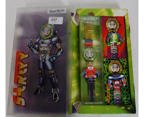 An original circa 1996 late 20th century original Swatch ' Strepp ' boxed wrist watch set - appears to be complete - within t