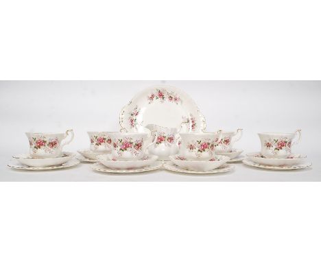 A Royal Albert ( 1st quality ) tea service in the Lavender pattern, to include cups, saucers etc