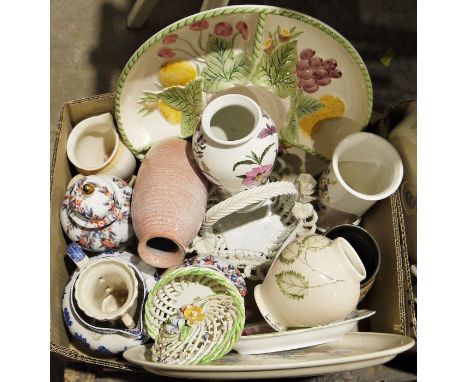 Assorted ceramics to include Portmeirion 'Botanic Garden' vase, white serving dishes, storage jars, Oriental ginger jar and&n