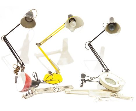 Black anglepoise lamp, a yellow anglepoise lamp,&nbsp;and two others&nbsp;(4)&nbsp;
