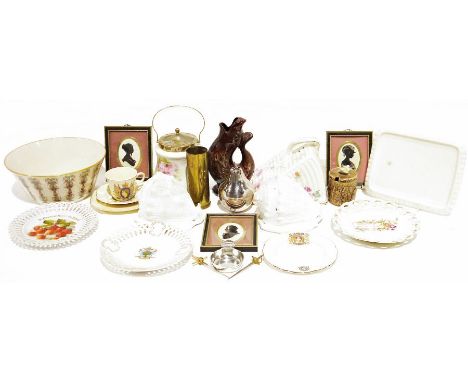 Quantity of Hammersley miniature ceramics to include grand piano, grandfather clock, miniature shaving mug, an Aynsley 'Cotta