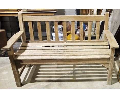 Two teak garden benches&nbsp;(not quite a pair), 120cm wide and 128cm wide (2)&nbsp;Condition Report120cm wide and 128cm wide