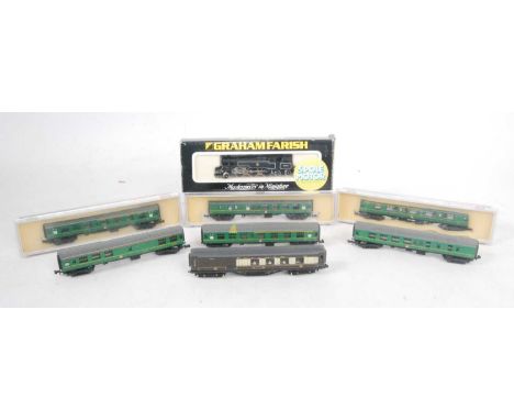 Further small tray containing boxed Graham Farish N gauge standard class 4MT tank engine, 5 pole motor version (NM-BNM), 3 bo