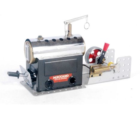 A Meccano No. SP3 steam engine, silver base examples, housed in the original all-card box with filler cap fuel tablets and in
