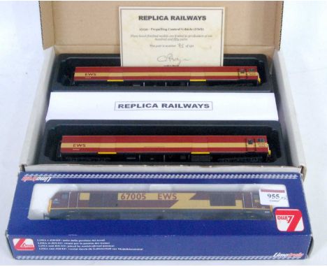 Replica Railways limited edition 15150 Propelling Control Vehicle (PCV) in EWS livery (M-BM), together with a Lima class 6700