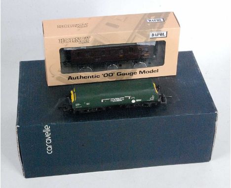 A Dapol BR maroon LMS Stove R luggage van (M-BM) and a well made diesel loco brake tender, maker not known (G)