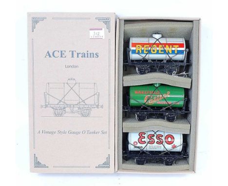 ACE Trains Set 2 of three tank wagons:- Regent Silver, Wakefield Castrol and Esso Grey (M-BM)
