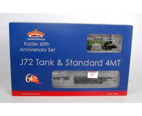 Bachmann 30-060 60th Anniversary of Kader boxed set containing LNER green J72 tank loco and BR black standard class 5 loco an