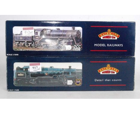 A Bachmann 32-350 BR early emblem standard class 4MT tank engine no. 80061 link coupling fitted to front and crew added (G-BG