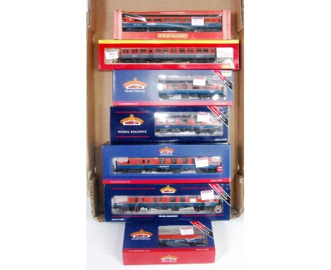 Nine coaches all in Railway Technical Centre navy/red livery Bachmann 39-000 twin pack, 39-330Z, 39-280Z, 38-125Z, all above 