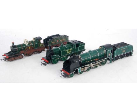 3 unboxed Hornby locomotives, gloss green 'Lord of the Isles' (G), Southern gloss green class M7 tank engine No. 245 (G) and 