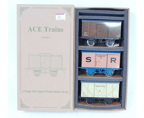 ACE Trains Set 13 of three vans:- SR Pink Refrigerator, LMS Goods and SR Meat (M-BM)