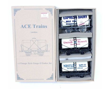 ACE Trains Set G/IM4 three milk tank wagons:- United Dairies, Nestles Milk and Express Dairy (M-BM)
