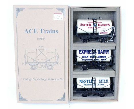ACE Trains Set G/IM4 three milk tank wagons:- United Dairies, Nestles Milk and Express Dairy (M-BM)