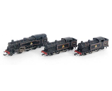 A Hornby Dublo EDL 18 3-rail tank engine and 2 x EDL17 tank engine, playwear to all (F)