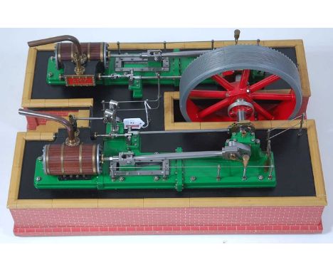 A very well made/exhibition quality model of a twin cylinder live steam mill engine, comprising of twin opposing cylinders fi