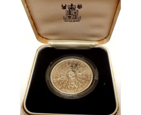 1980 Royal Mint silver proof crown of Elizabeth II, 1oz, silver Queen Mother, boxed. P&amp;P Group 1 (£14+VAT for the first l
