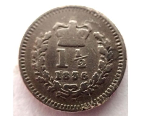 1836 silver three-halfpence of William IV. P&amp;P Group 1 (£14+VAT for the first lot and £1+VAT for subsequent lots) 