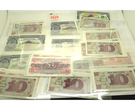 British Armed Forces, thirteen sets of six unused military vouchers, £5 to 10p. P&amp;P Group 1 (£14+VAT for the first lot an