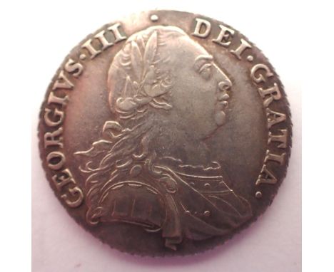 1787 silver shilling of George III. P&amp;P Group 1 (£14+VAT for the first lot and £1+VAT for subsequent lots) 