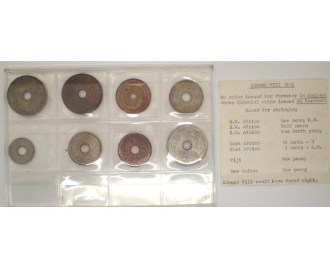 1936 UK territory coins of Edward VIII (8). P&amp;P Group 1 (£14+VAT for the first lot and £1+VAT for subsequent lots) 