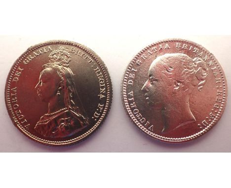 1873 and 1887 silver shillings of Queen Victoria (2). P&amp;P Group 1 (£14+VAT for the first lot and £1+VAT for subsequent lo