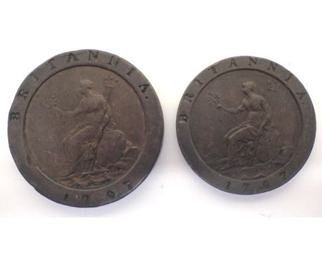1797 cartwheel penny and twopence of George III, our grade AEF. P&amp;P Group 1 (£14+VAT for the first lot and £1+VAT for sub