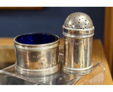 Silver Hallmarked 2pc Part Cruet Set, 137g of silver content
