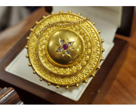 Antique Gold, Diamond &amp; Ruby Mourning Brooch - XRF'd back in January at roughly 16ct - 11.5g