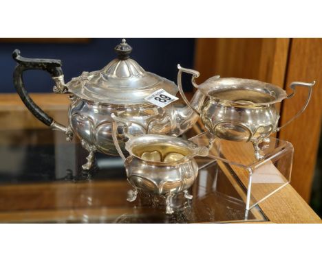 Silver Hallmarked Antique 3pc Silver Tea Service - Jospeh Rodgers &amp; Sons of Sheffield 1922 - 846g weight