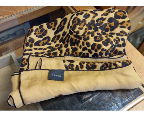 Gucci Ladies Designer Square Leopard Print Silk Scarf - 42 inches square