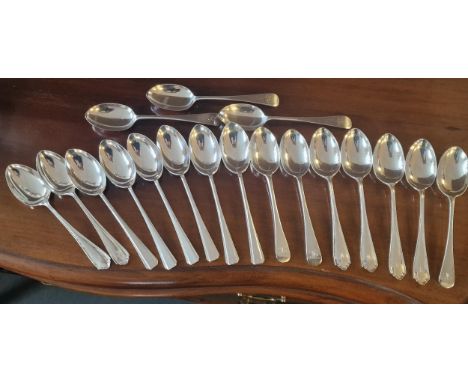 Silver Hallmarked Cutlery Set of Silver Spoons - 3 Different Sheffield Makers - 924g