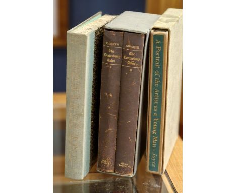 Folio Society Set of Three Early Edition 1960's-printed Books Classics, inc EM Canterbury Tales & Joyce's Portrait of the Art