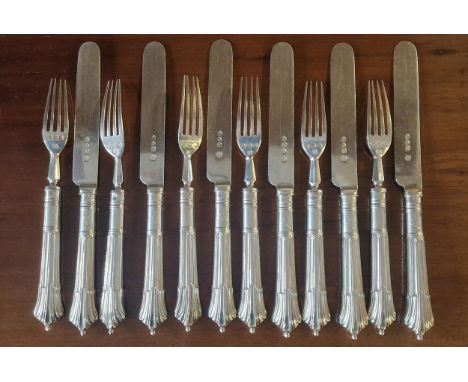 Silver Hallmarked Georgian Antique Fork &amp; Knife 12pc Cutlery Set - 479g