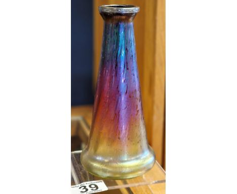 Loetz Iridescent Vintage Glass Vase - 18cm high