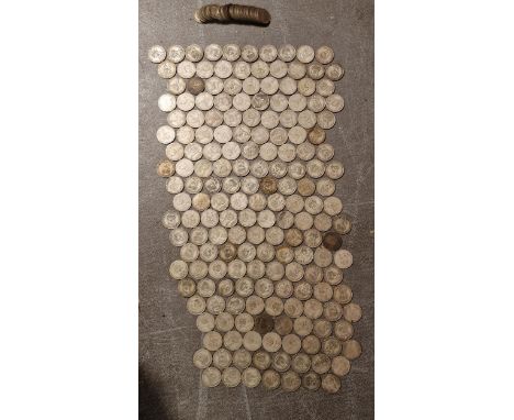 Silver Sixpence and Shilling Assortment of British Coins - 1090g total
