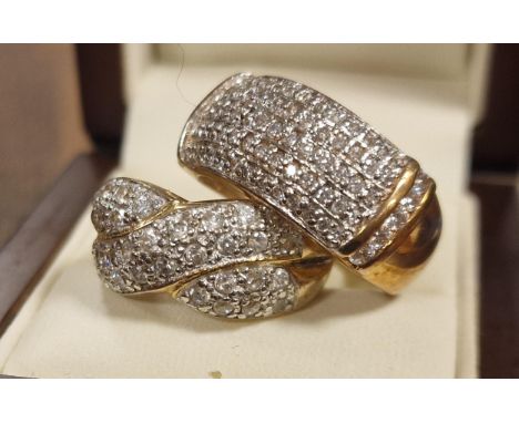 Gilt on Silver Pair of Cluster Rings w/CZ Stones - sizes N &amp; R
