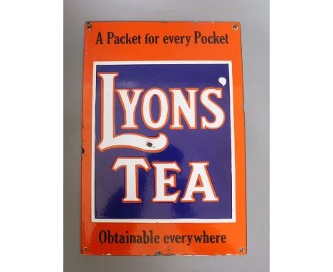 An enamel Lyons tea advertising sign - 35cm x 24cm