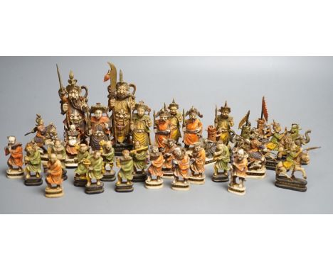 An early 20th century south East Asian stained ivory chess set