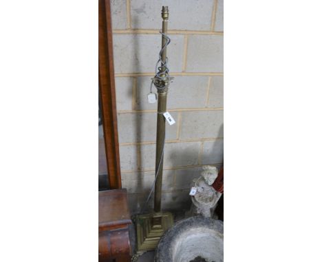 A Corinthian column brass standard lamp, height 150cm