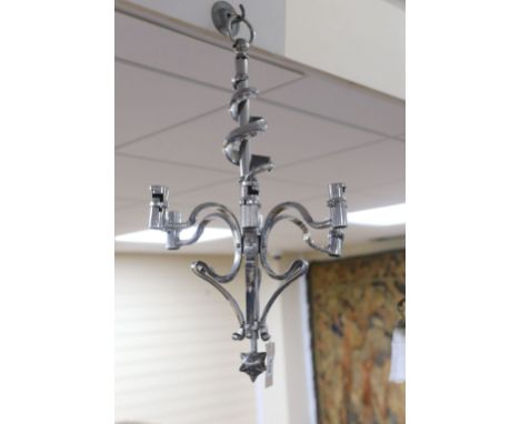 Military interest - a Trench art six light chandelier constructed from French bayonets